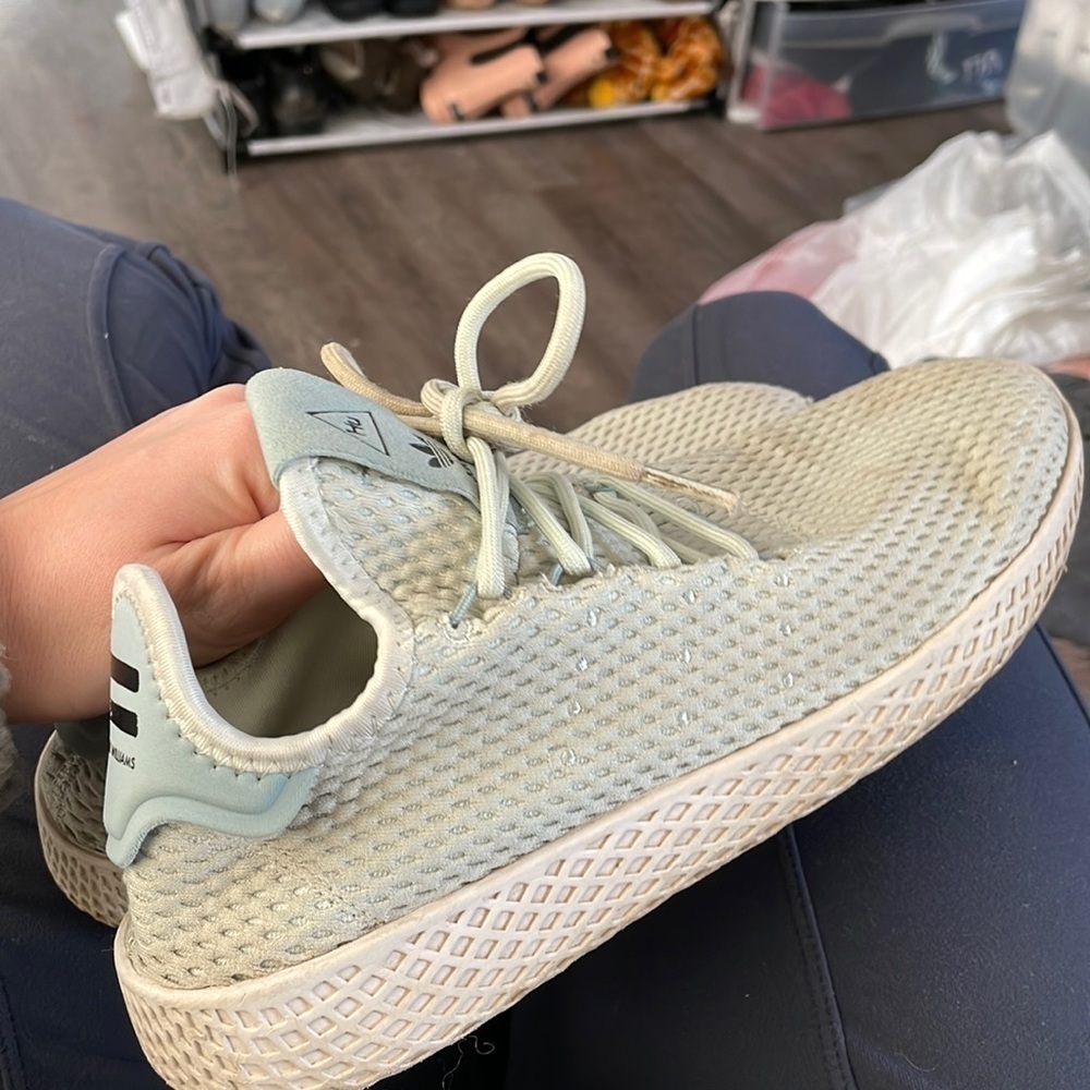 7 green blue adidas pharrell Williams HU lace up sneakers